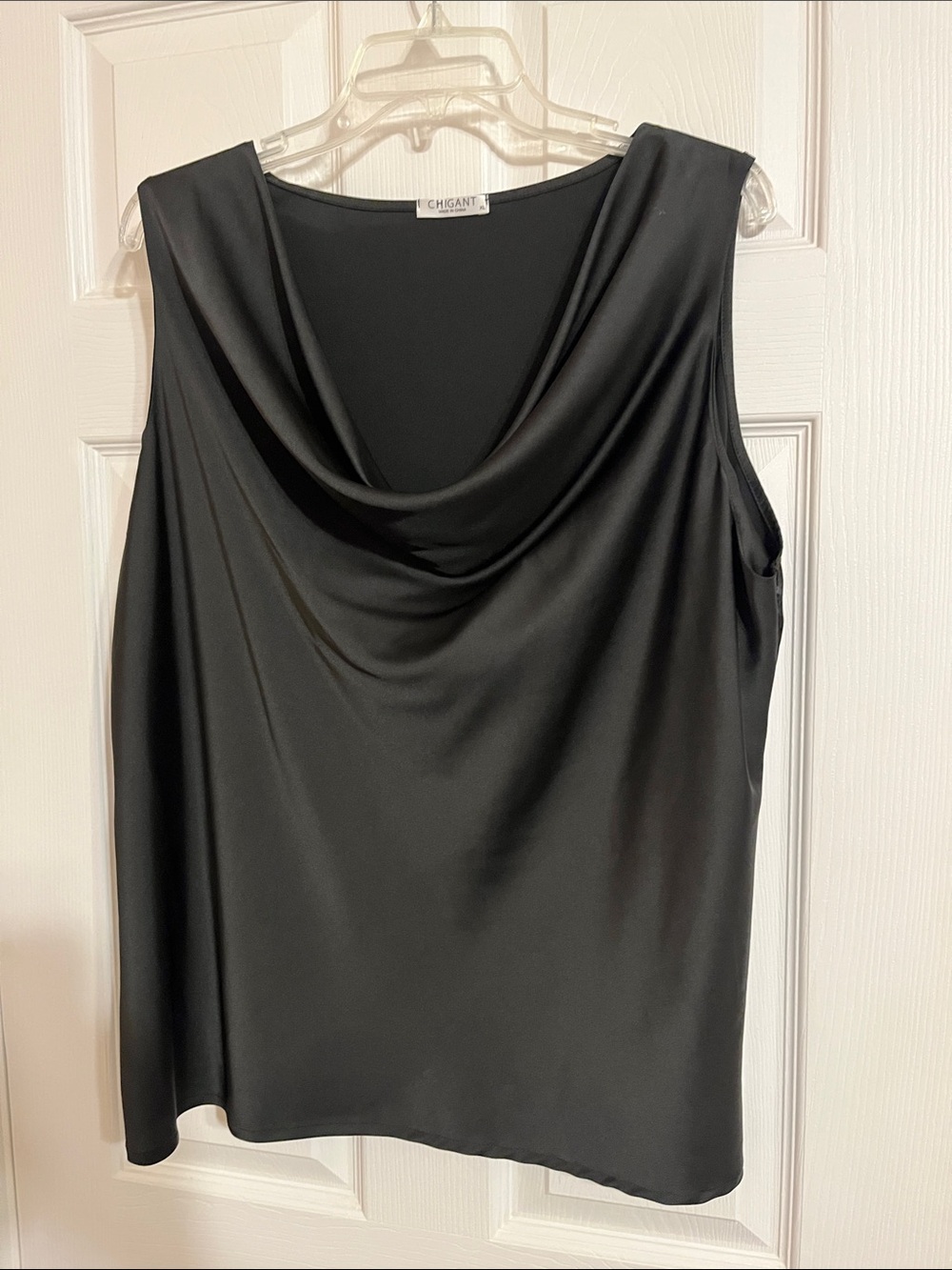 Women's Black Sleeveless Draped Neck Dress